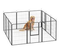 Pawhut Parc pour chien 12 panneaux modulable et pliable avec porte acier 100 cm noir