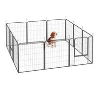 PawHut Parc pour Chien 12 Panneaux Modulable Pliable 204x204x80cm Noir | Enclos Chien, Portable, Acier, Clôture pour Petits Anumaix, 2 Portes, Intérieur et Extérieur