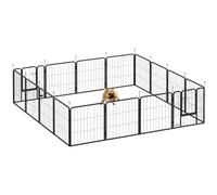 PawHut Parc pour Chien 16 Panneaux Modulable Pliable 224x224x60cm Noir | Enclos Chien, Portable, Acier, Clôture pour Petits Anumaix, 2 Portes, Intérieur et Extérieur