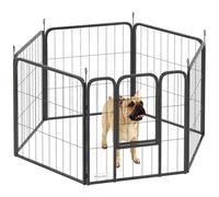 PawHut Parc pour chien, 6 panneaux avec porte sécurisée, 60 cm de haut, clôture d'exercice pour animal domestique, intérieur et extérieur, pour jardin, camping