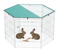 PawHut Parc pour Chien 8 Panneaux avec Toit 76H cm avec Porte Argent Vert | Parc Lapin Exterieur, Modulable et Pliable, Enclos Portable, Clôture pour Chat, Chiens de Petit Taille, Intérieur Extérieur