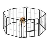 Pawhut Parc pour chien 8 panneaux modulable pliable avec porte acier intérieur extérieur 60 cm noir