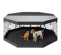 Pawhut Parc pour chien intérieur 8 panneaux pliables avec porte acier 61×61 cm Noir