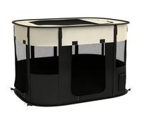 PawHut Parc pour chien en tissu Oxford, parc chiot, enclos extérieur pour animaux, 94 x 74 x 60 cm, blanc crème et noir