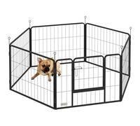 Parc enclos chien modulable pliable 6 panneaux H.60cm porte verrouillable acier époxy noir