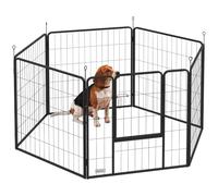 PawHut Parc pour Chien Enclos 6 Panneaux Modulable Pliable Acier 60 cm Gris | Portable avec Porte, Clôture pour Chat, Chiens de Petit taille, Intérieur et Extérieur