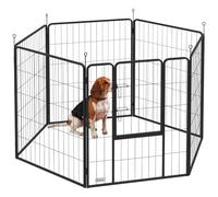 PawHut Parc pour Chien Enclos 6 Panneaux Modulable Pliable Acier 60 cm Gris | Portable avec Porte, Clôture pour Chat, Chiens de Petit taille, Intérieur et Extérieur