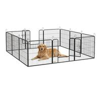 PawHut Parc pour Chien, enclos Chien 12 Panneaux modulable et Pliable, enclos Portable en Acier 80H cm avec Porte, clôture pour Chat, Chiens de Petit Taille, intérieur et extérieur, Gris