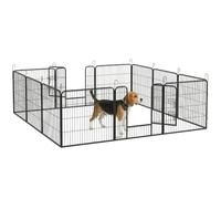 PawHut Parc pour Chien Enclos Chien 12 Panneaux Modulable Pliable 80cm Gris | Portable, Acier, Clôture pour Chat, Chiens de Petit Taille, Porte, Intérieur et Extérieur
