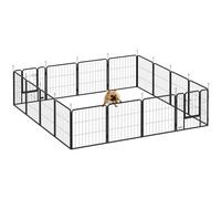 PawHut Parc pour Chien, enclos Chien 16 Panneaux modulable et Pliable, enclos Portable en Acier 60H cm avec 2 Portes, clôture pour Petits Chiens, intérieur et extérieur, Noir