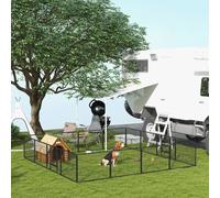 PawHut Parc pour chien, enclos chien 16 panneaux modulable et pliable, portable en acier avec portes 80 x 60 gris