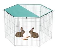PawHut Parc pour Chien, enclos Chien 6 Panneaux avec Toit, modulable et Pliable, enclos Portable 76H cm avec Porte, clôture pour Chat, Chiens de Petit Taille, intérieur et extérieur, Argent, Vert