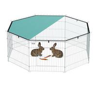 PawHut Parc pour Chien, enclos Chien 8 Panneaux avec Toit, modulable et Pliable, enclos Portable 60H cm avec Porte, clôture pour Chat, Chiens de Petit Taille, intérieur et extérieur, Argent, Vert