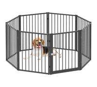 PawHut Parc pour Chien, enclos Chien 8 Panneaux modulable et Pliable, enclos Portable en métal 76H cm avec Porte, clôture pour Chiot, Chat et Petits Animaux, extérieur et intérieur, Noir