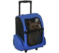 PawHut 2 en 1 trolley chariot sac à dos sac de transport à roulettes pour chien chat