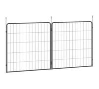 PawHut Parc pour Chiot 2 pièces de 80 cm de Haut avec 2 plaques de Grille en Acier pour Chiens de Petite et Moyenne Taille, pour l'intérieur et l'extérieur, Gris