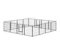 PawHut Parc pour chiots, 16 pièces Parc pliable avec porte pour chiens petits, moyens, 3,2 x 3,2 x 0,8 m, Gris