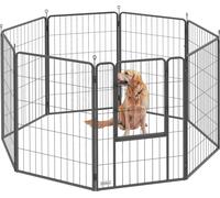 PawHut Parc pour chiots octogonal Parc pour chiots avec 8 panneaux grillagés Porte Piquets de terre flexible pliable Bâche de protection Enclos pour chiens 100cm de haut Parc pour chiens Chat Grille p