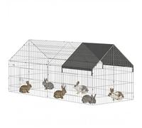 PawHut Parc pour lapin rectangulaire avec toit en pente et portes verrouillables, 180 x 75 x 75 cm, housse de protection, parc de jeu pour petits animaux, poulailler, cochon d'Inde, enclos pour tortue