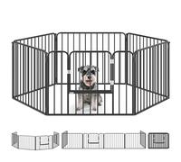 PawHut Parc Robuste Acier Porte 24" Hauteur 6 Panneaux | Clôture d'exercice pour animaux, Design DIY intérieur et extérieur, pour petits et moyens animaux