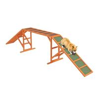 PawHut Passerelle d'agilité pour chiens Équipement d'agilité pour chiens avec barre de sécurité, surface antidérapante Appareil d'agilité pour jardin, 325 x 55 x 69 cm, Orange