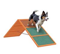 PawHut Passerelle d'agilité pour Chiens Équipement d'agilité pour Chiens avec Pont Pliable, Surface antidérapante réglable en Hauteur Appareil d'agilité pour Jardin, 173 x 59 x 66 cm, Orange