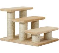 PawHut Escalier pour Animaux de Compagnie 3 marches pour Chat et Chien en Peluche Beige 45 x 35 x 34 cm
