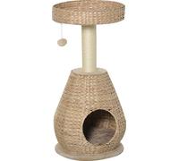 PawHut PawHut Arbre à chat avec plateforme et niche pour chats - Balle de jeu suspendue - 40 x 40 x 82,5 cm - Jaune