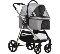 PawHut PawHut poussette pour chien, 2-en-1 poussette pour chien, sac de transport, buggy pour chien pliable, gris