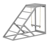 PawHut Perchoir en Bois pour Poule, Aire de Jeux en Bois pour Poules avec balançoire, échelle, Plateforme, Zone Naturelle pour Les Poules, 96 x 40 x 71 cm, Gris