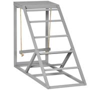PawHut Perchoir en bois pour poule, aire de jeux en bois pour poules avec balançoire, échelle, plateforme, 96 x 40 x 71 cm, gris
