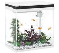 PawHut Petit Aquarium Complet 14L Aquarium en Verre Éclairage LED Blanc | Système de Filtration, Pompe à Eau, Couvercle, pour Poissons Tropicaux, Rouges