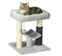 Pawhut Arbre à chat Petit arbre à grimper 48 cm - Poteau sisal, balle suspendue Gris