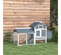 PawHut Petit poulailler cottage cage à poules sur pied dim. 151,5L x 54l x 87H cm multi-équipement bois massif de sapin