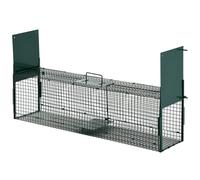 PawHut Piège Vivant Cage Attrape 100 x 25 x 28 cm Piège Fouine pour Martres, Rats, Souris - 2 entrées + poignée - métal vert