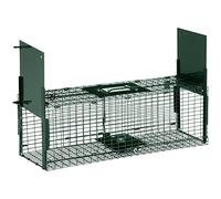 PawHut Piège Vivant Cage Attrape 60 x 18 x 20 cm Piège Fouine pour Martres, Rats, Souris - 2 entrées + poignée - métal Vert