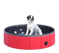 PawHut Piscine Pliable pour Chiens et Chats Ø80x20 cm Antidérapante Usages Multiples pour Usage Intérieur et Extérieur Rouge