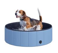 PawHut Piscine pour Chien Pliable, Piscine Baignoire Bassin Chien, 100x30cm en Plastique, Piscine pour Animaux Extérieur, Stable et Antidérapant, Bleu
