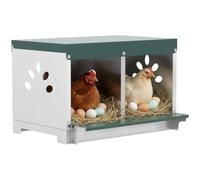 PawHut Pondoir à Poules 2 Emplacements Dessus Imperméable Nichoir Argent