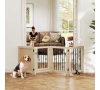 PawHut Porte autoportante pour animaux, barrière pour chien avec porte, 4 panneaux, pour couloir, escalier, encadrement de porte, MDF, acier