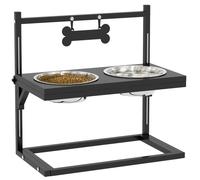 PawHut - Porte gamelles surélevée pour chien - Acier - 40.5x22x39cm - Noir