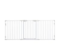 PawHut Portillon pour Chiens avec Fermeture Automatique et Système de Verrouillage, en Métal et Plastique, 180x74.5 cm, Blanc