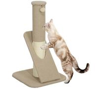 PawHut Poteau à griffer pour Chat, 84 cm, Arbre à Chat en sisal avec Balle de Jouet, griffoir incliné, à Grain d'ananas, Marron Clair et crème