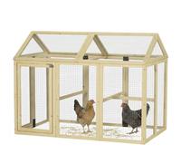 PawHut Enclos poulailler 1,18 m², Parc grillagé avec Porte verrouillables, Cadre en Bois Massif, volière pour 1-3 Poules, 140 x 88,5 x 106 cm, Naturel