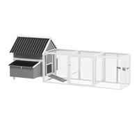 PawHut Poulailler 283 x 133,5 x 112 cm pour 7 à 10 poules avec 2 nichoirs, enclos à enclos pour perchoir, balançoire, poulailler en bois, gris