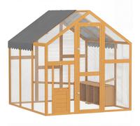 PawHut Poulailler 3,07 m² enclos de plein air en bois avec toile imperméable, serrure de sécurité, pour 6-8 poules 1,7 x 1,8 x 1,8 m