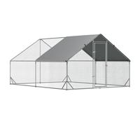 PawHut Enclos poulailler chenil volière extérieur 12 m² - Parc grillagé dim. 3L x 4l x 2H m - Espace Couvert - Acier galvanisé