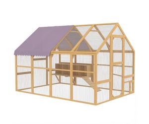 PawHut Poulailler 5.2m² 2.8x1.8x1.9m avec enclos Libre sécurisé Jaune