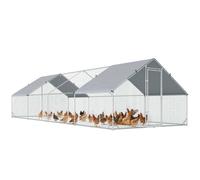 Enclos Poulailler Chenil 24 M² - Parc Grillagé Dim. 8l X 3l X 2h M - Double Espace Couvert - Acier Galvanisé