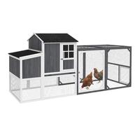 PawHut Poulailler avec Enclos pour 3-4 Poules 236.5x91x114cm Gris